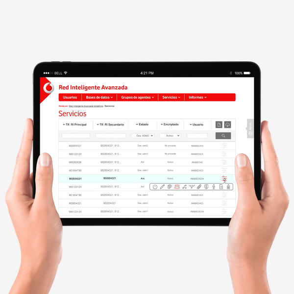 UX/UI app design for Red Inteligente Avanzada of Vodafone