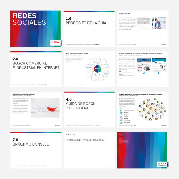 Brochure and presentation deck design social media corporate guidelines of Bosch Thermotechnology