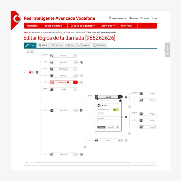 UX/UI app design for Red Inteligente Avanzada of Vodafone