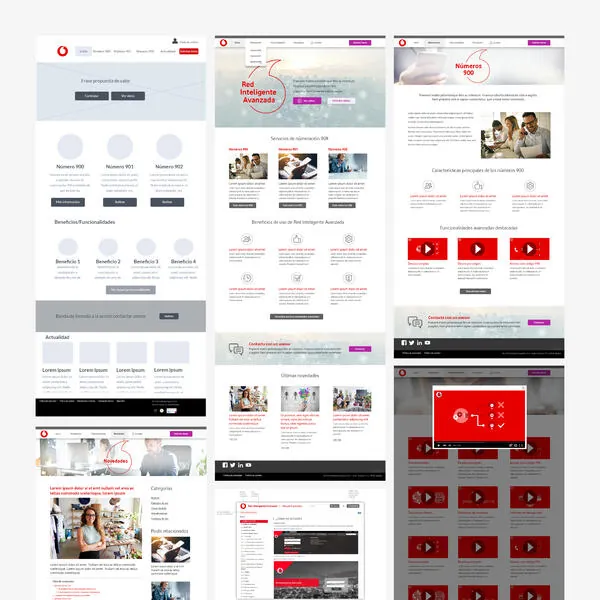 Lofi wireframe, hifi mockup and prototype for Vodafone Marketing Site